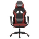 VidaXL Masujący fotel gamingowy z podnóżkiem, czarny i winna czerwień