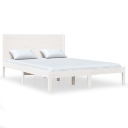 VidaXL Rama łóżka, biała, lite drewno, 135x190 cm, podwójna