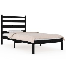 VidaXL Rama łóżka, czarna, lite drewno sosnowe, 75x190 cm, pojedyncza