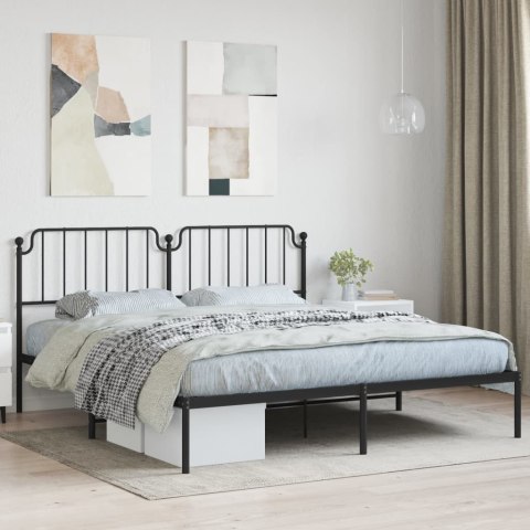 VidaXL Metalowa rama łóżka z wezgłowiem, czarna, 160x200 cm