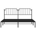 VidaXL Metalowa rama łóżka z wezgłowiem, czarna, 183x213 cm
