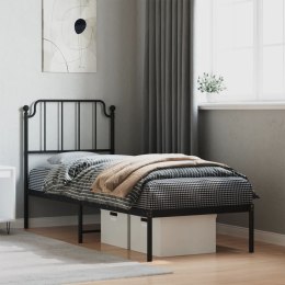 VidaXL Metalowa rama łóżka z wezgłowiem, czarna, 80x200 cm