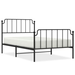 VidaXL Metalowa rama łóżka z wezgłowiem i zanóżkiem, czarna, 107x203cm