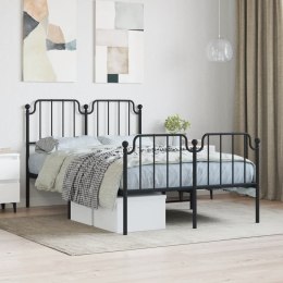 VidaXL Metalowa rama łóżka z wezgłowiem i zanóżkiem, czarna, 120x200cm