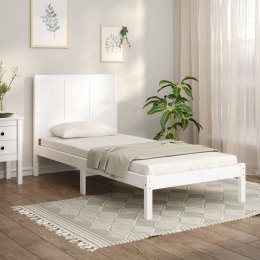 VidaXL Rama łóżka, biała, lite drewno sosnowe, 75x190 cm, pojedyncza