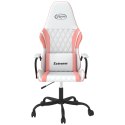 VidaXL Masujący fotel gamingowy, biało-różowy, sztuczna skóra