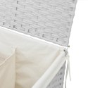 VidaXL Kosz na pranie z 2 komorami, biały, 53x35x57 cm, polirattan