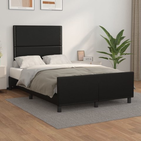 VidaXL Rama łóżka z zagłówkiem, czarna, 120x200 cm, sztuczna skóra