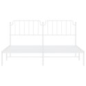 VidaXL Metalowa rama łóżka z wezgłowiem, biała, 160x200 cm