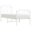 VidaXL Metalowa rama łóżka z wezgłowiem i zanóżkiem, biała, 80x200 cm