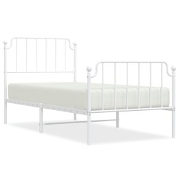 VidaXL Metalowa rama łóżka z wezgłowiem i zanóżkiem, biała, 90x200 cm