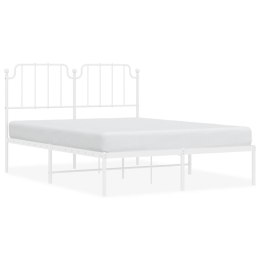 VidaXL Metalowa rama łóżka z wezgłowiem, biała, 140x190 cm
