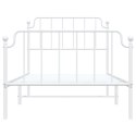 VidaXL Metalowa rama łóżka z wezgłowiem i zanóżkiem, biała, 100x190 cm