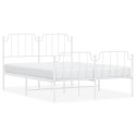 VidaXL Metalowa rama łóżka z wezgłowiem i zanóżkiem, biała, 140x200 cm