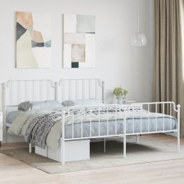 VidaXL Metalowa rama łóżka z wezgłowiem i zanóżkiem, biała, 160x200 cm