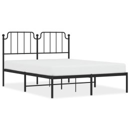 VidaXL Metalowa rama łóżka z wezgłowiem, czarna, 140x190 cm