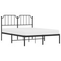 VidaXL Metalowa rama łóżka z wezgłowiem, czarna, 140x190 cm