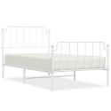 VidaXL Metalowa rama łóżka z wezgłowiem i zanóżkiem, biała, 100x200 cm