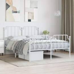 VidaXL Metalowa rama łóżka z wezgłowiem i zanóżkiem, biała, 150x200 cm
