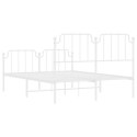 VidaXL Metalowa rama łóżka z wezgłowiem i zanóżkiem, biała, 150x200 cm