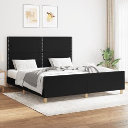 VidaXL Rama łóżka z zagłówkiem, czarna, 160x200 cm, obita tkaniną