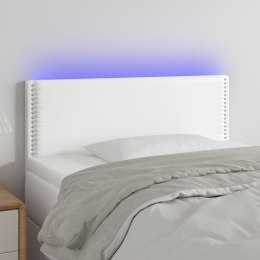 VidaXL Zagłówek do łóżka z LED, biały, 90x5x78/88 cm, sztuczna skóra