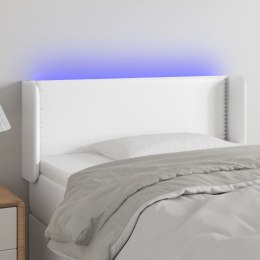 VidaXL Zagłówek do łóżka z LED, biały, 93x16x78/88 cm, sztuczna skóra