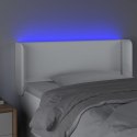 VidaXL Zagłówek do łóżka z LED, biały, 93x16x78/88 cm, sztuczna skóra