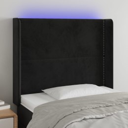 VidaXL Zagłówek do łóżka z LED, czarny, 83x16x118/128 cm, aksamit