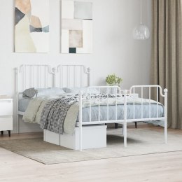 VidaXL Metalowa rama łóżka z wezgłowiem i zanóżkiem, biała, 120x200 cm