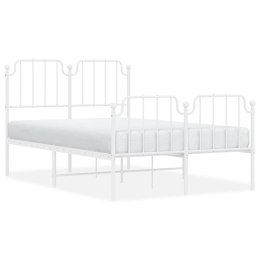 VidaXL Metalowa rama łóżka z wezgłowiem i zanóżkiem, biała, 120x200 cm
