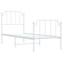 VidaXL Metalowa rama łóżka z wezgłowiem i zanóżkiem, biała, 75x190 cm