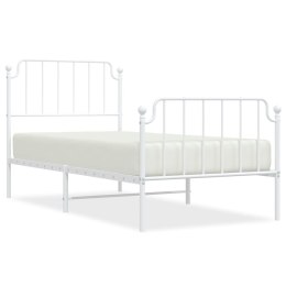 VidaXL Metalowa rama łóżka z wezgłowiem i zanóżkiem, biała, 90x190 cm