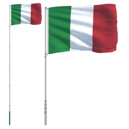 VidaXL Flaga Włoch z masztem, 5,55 m, aluminium