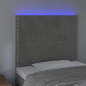 VidaXL Zagłówek do łóżka z LED, jasnoszary, 80x5x118/128 cm, aksamit