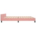 VidaXL Rama łóżka z zagłówkiem, różowa, 200x200 cm, aksamitna