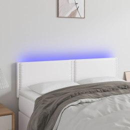 VidaXL Zagłówek do łóżka z LED, biały, 144x5x78/88 cm, sztuczna skóra