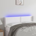 VidaXL Zagłówek do łóżka z LED, biały, 147x16x78/88 cm, sztuczna skóra