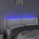 VidaXL Zagłówek do łóżka z LED, biały, 147x16x78/88 cm, sztuczna skóra