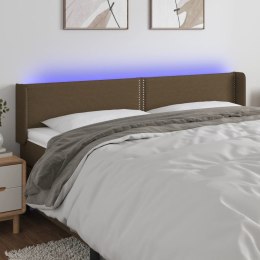 VidaXL Zagłówek do łóżka z LED, ciemnobrązowy, 163x16x78/88cm, tkanina