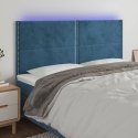 VidaXL Zagłówek do łóżka z LED, ciemnoniebieski, 160x5x118/128 cm