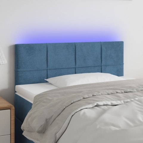 VidaXL Zagłówek do łóżka z LED, ciemnoniebieski 80x5x78/88 cm, aksamit