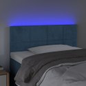VidaXL Zagłówek do łóżka z LED, ciemnoniebieski 80x5x78/88 cm, aksamit