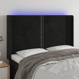 VidaXL Zagłówek do łóżka z LED, czarny, 147x16x118/128 cm, aksamit