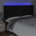VidaXL Zagłówek do łóżka z LED, czarny, 183x16x118/128 cm, tkanina