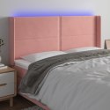 VidaXL Zagłówek do łóżka z LED, różowy, 203x16x118/128 cm, aksamit