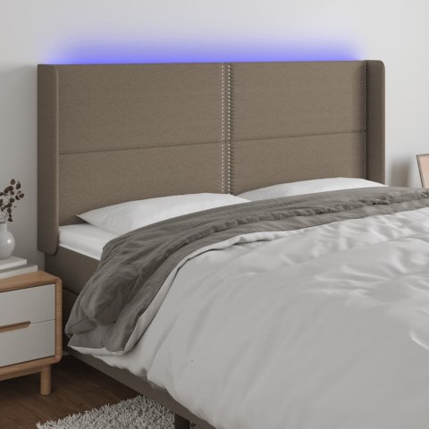 VidaXL Zagłówek do łóżka z LED, taupe, 163x16x118/128 cm, tkanina