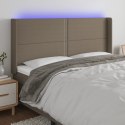 VidaXL Zagłówek do łóżka z LED, taupe, 183x16x118/128 cm, tkanina