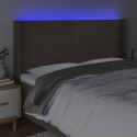VidaXL Zagłówek do łóżka z LED, taupe, 183x16x118/128 cm, tkanina
