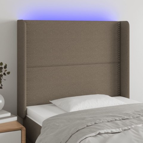 VidaXL Zagłówek do łóżka z LED, taupe, 93x16x118/128 cm, tkanina